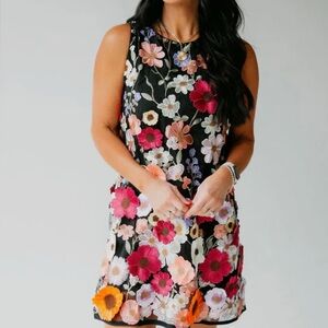 Floral Embroidered Black Dress